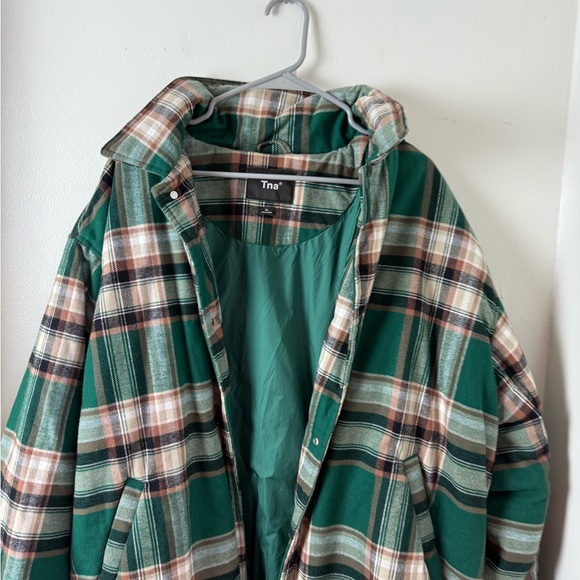 Aritzia TNA Coaches Jacket XL Green Plaid - Picture 3 of 6